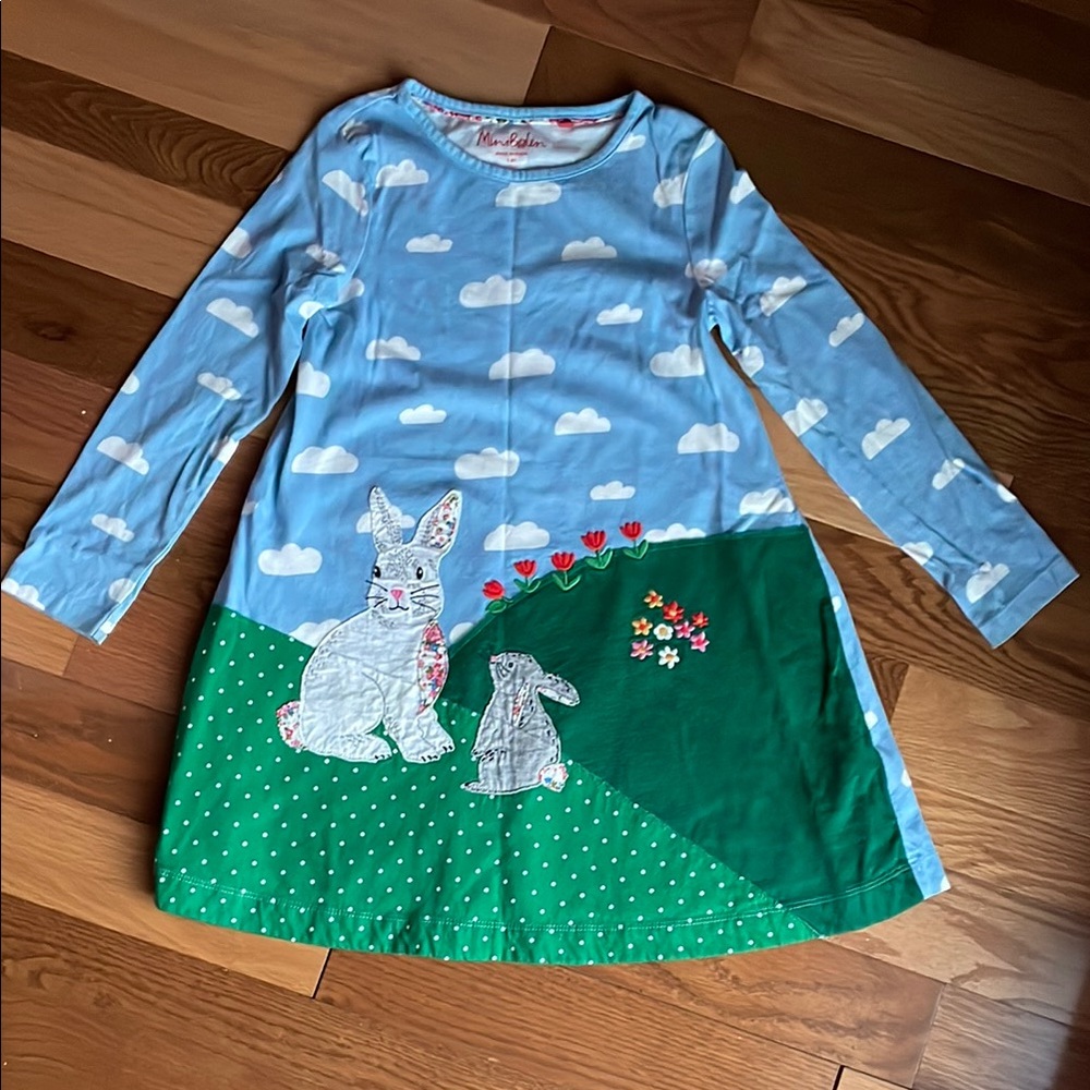 EUC Mini Boden Fun Applique Bunny Easter Tunic 7-8Y